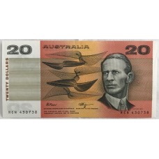 AUSTRALIA 1991 . TWENTY 20 DOLLARS BANKNOTE . ERROR . REGISTRATION SHIFT